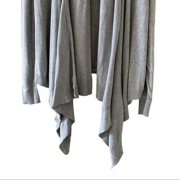 Michael Kors Gray Asymetrical Long Sleeves Knit Drape Open Front Cardigan L - Picture 2 of 14